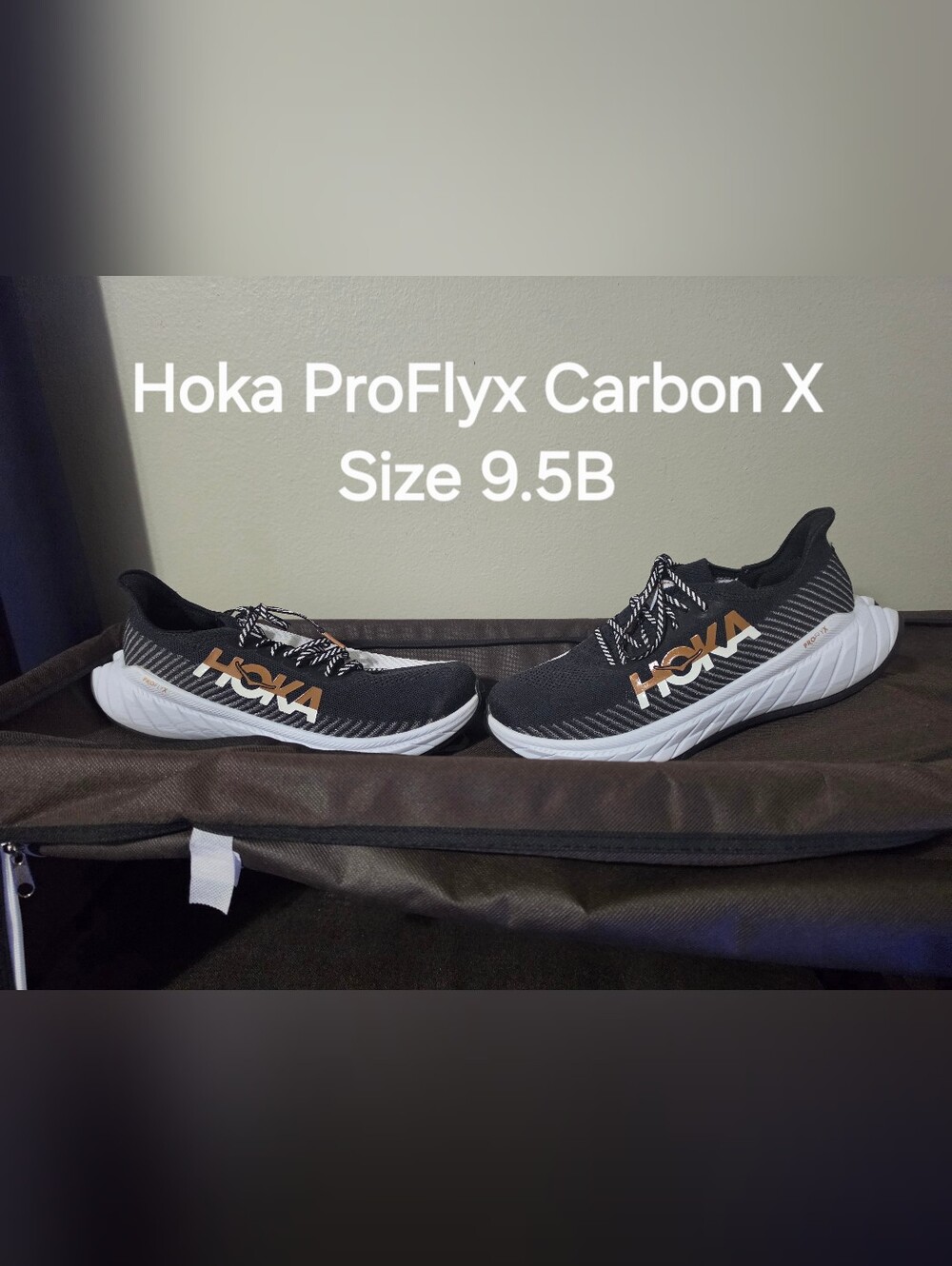 HOKA Men's Running Shoes - Black/White with Gold Logo
